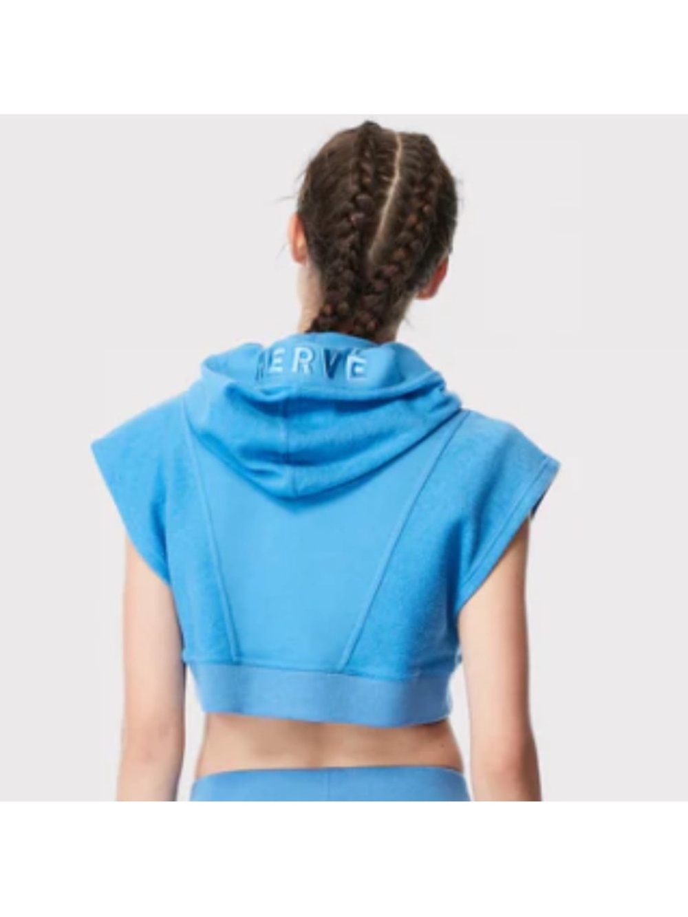 Hervé by Hervé Leger Sky Blue Drawstring Hoodie - Picture 9 of 11